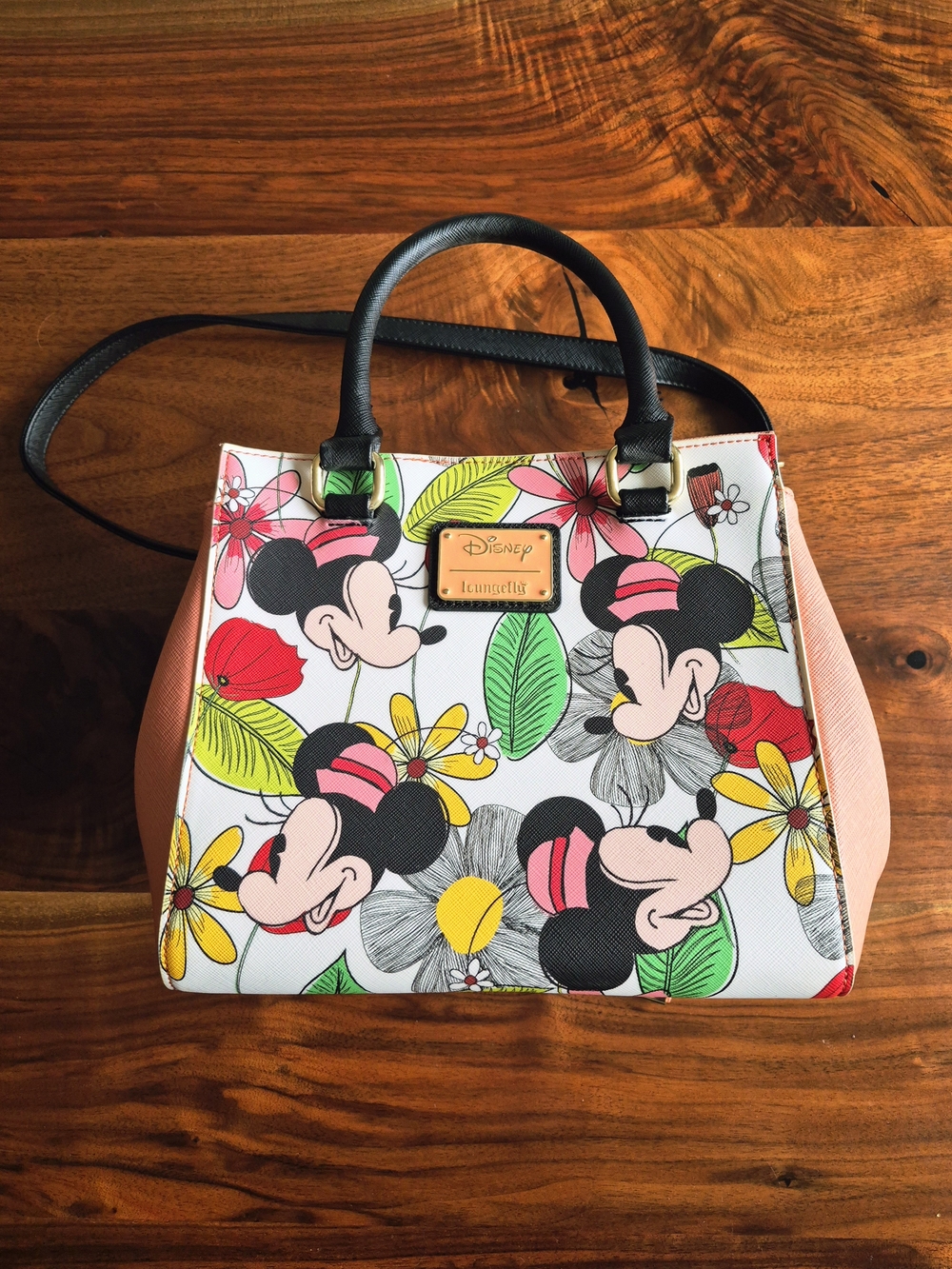 Loungefly Minnie Mouse Floral Satchel in Pink, Black & Multicolor